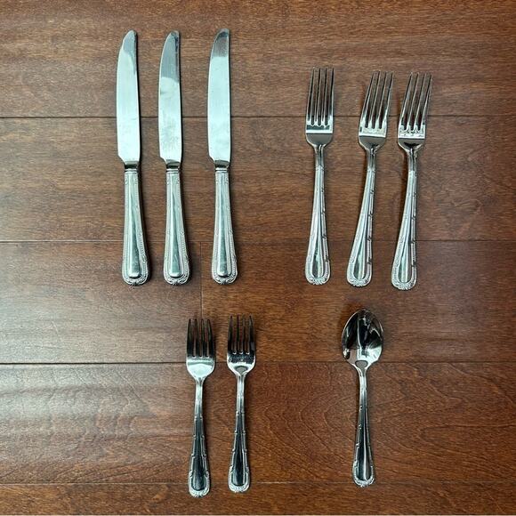 Waterford Russborough Stainless Steel Flatware Silverware Mixed Set, 9 Pieces - Picture 3 of 16